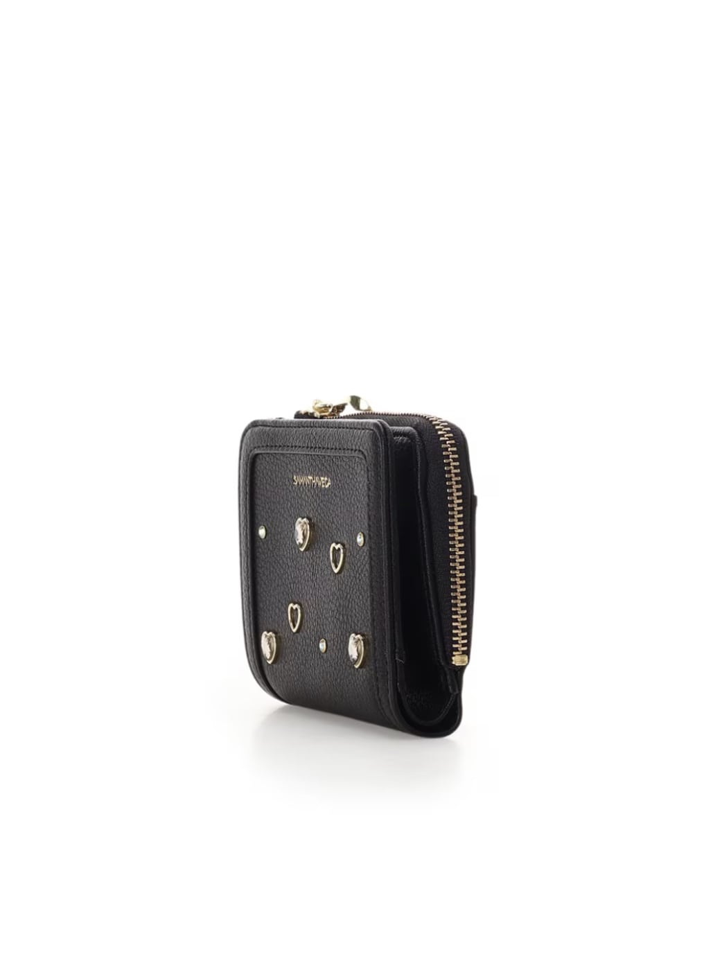 ビジューハート折財布【ブラック】 ブラック