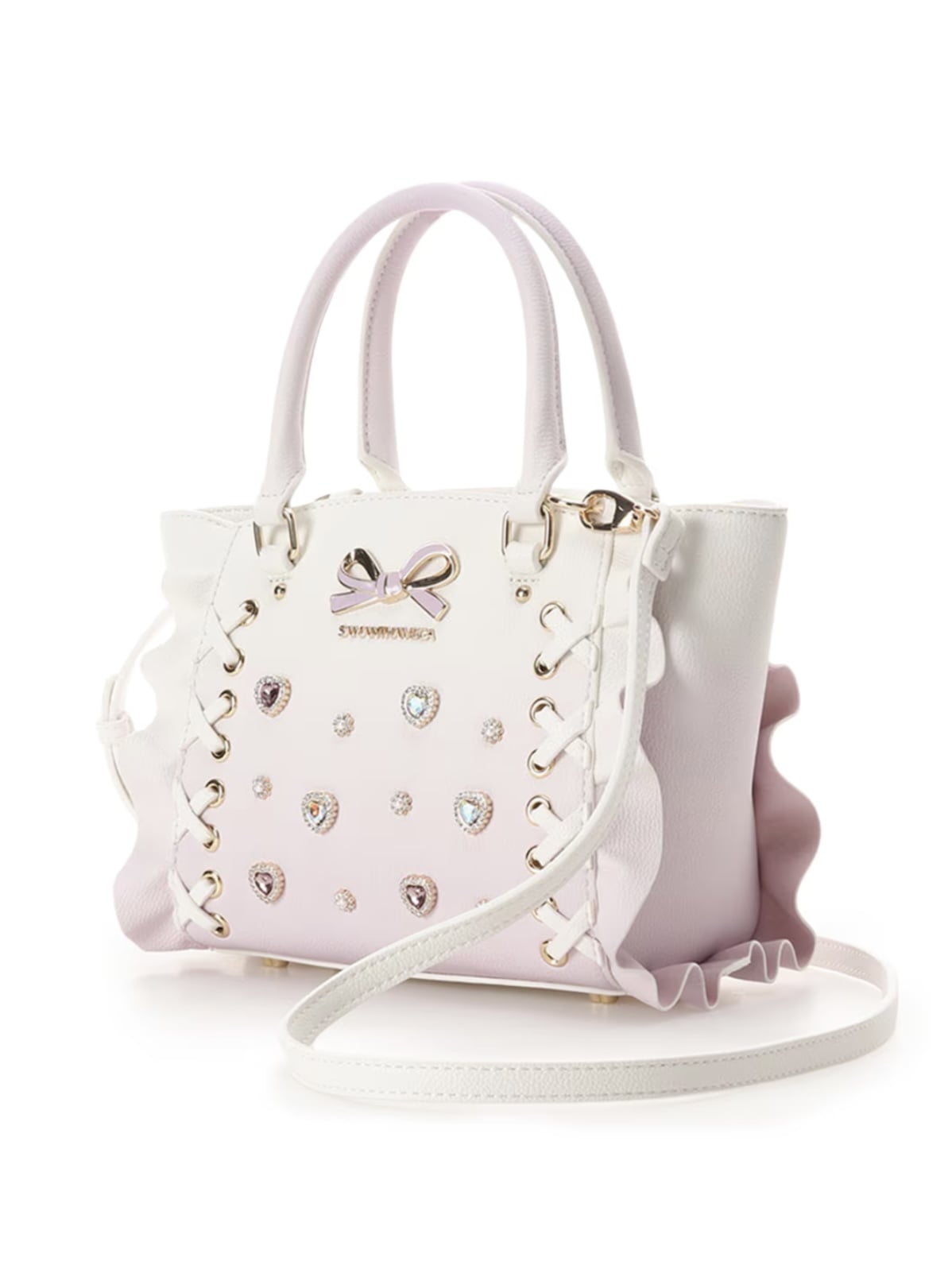 レースアップハートビジューグラデーションフラッター（ミニ）【ラベンダー】 ラベンダー