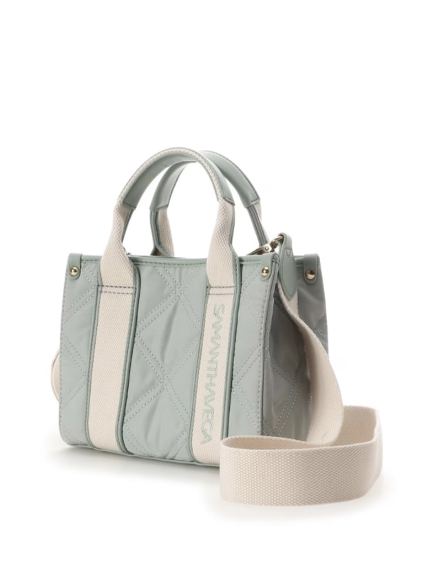 ロゴテープキルティングハンドバッグ（ミニ）【ミント】 ミント