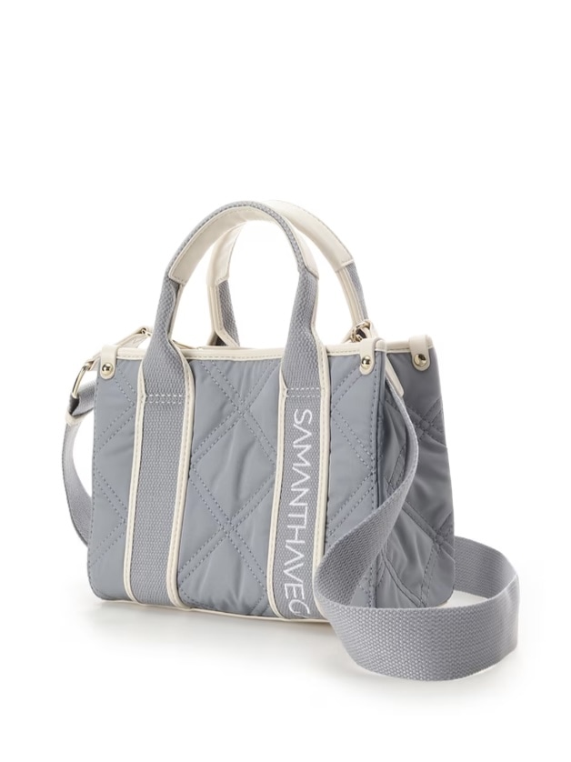 ロゴテープキルティングハンドバッグ（ミニ）【ダルブルー】 ダルブルー