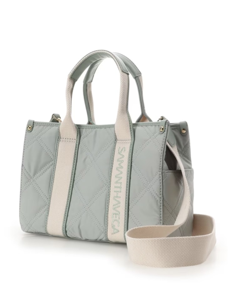 ロゴテープキルティングハンドバッグ（小）【ミント】 ミント