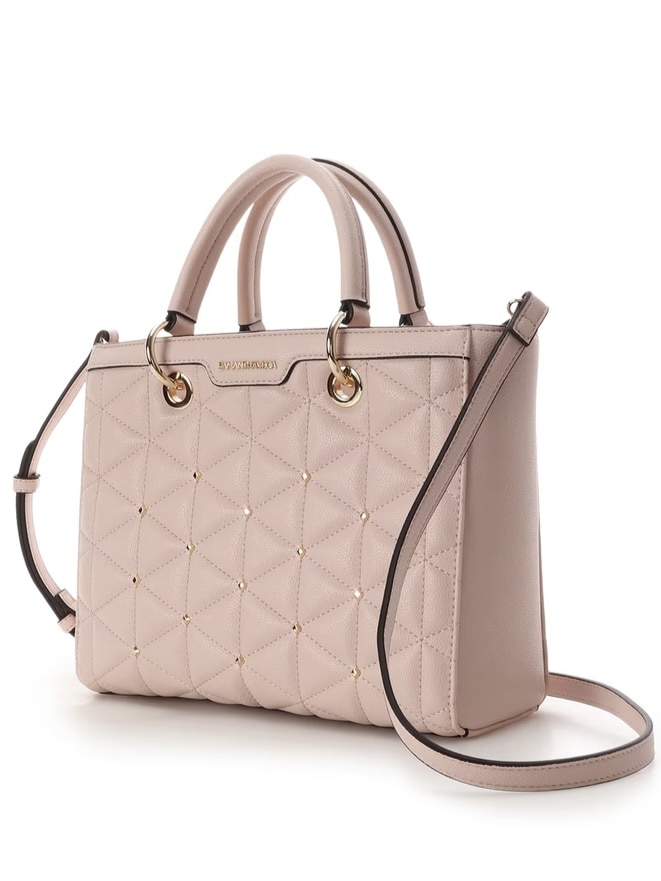 キルティングスタッズスクエアバッグ【ピンク】 ピンク