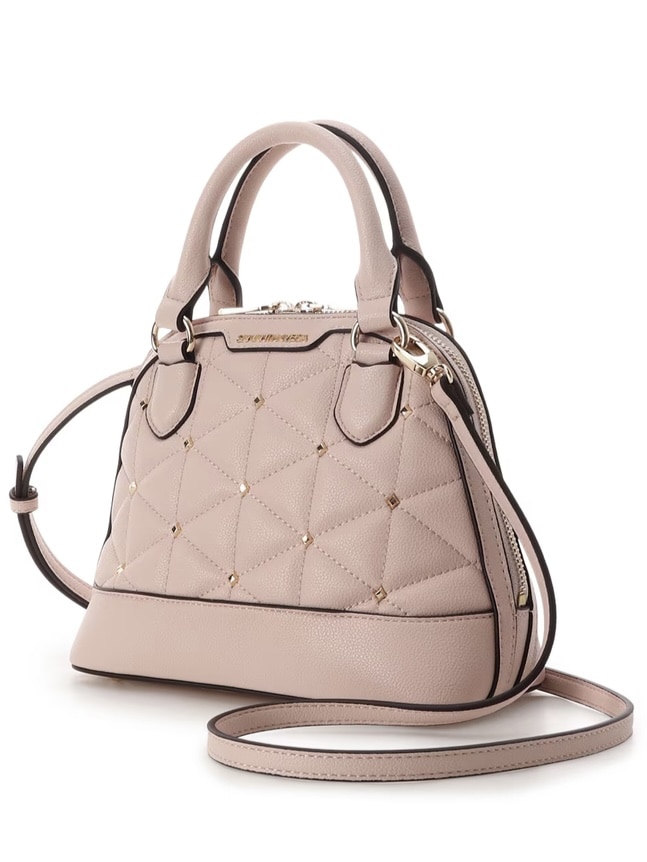 キルティングスタッズハンドバッグ（小）【ピンク】 ピンク