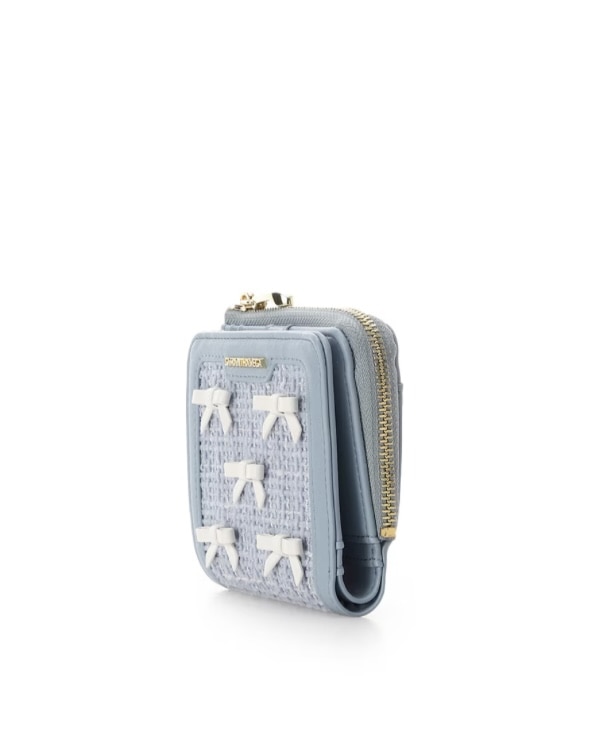 ツイードリボン折財布【ライトブルー】 ライトブルー