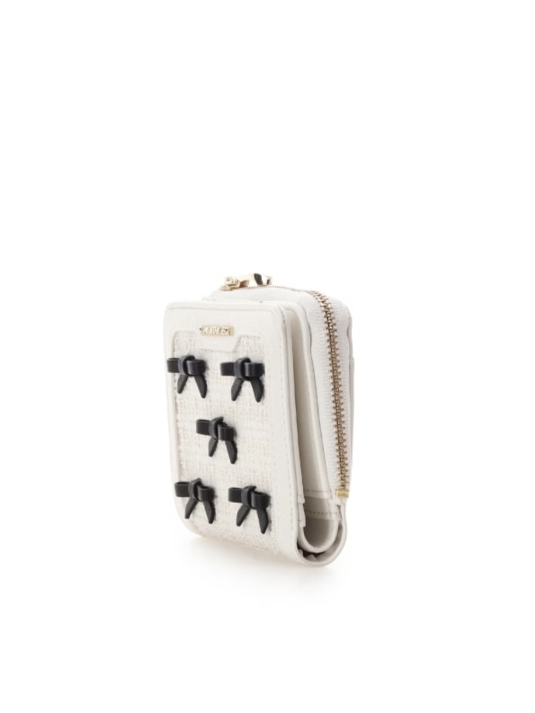 ツイードリボン折財布【マルチカラー】 マルチカラー