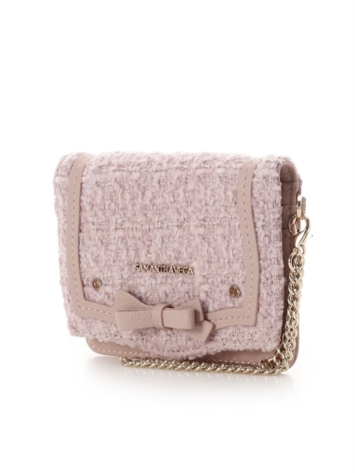 ソリッドリボンツイードパスケース【ピンク】 ピンク