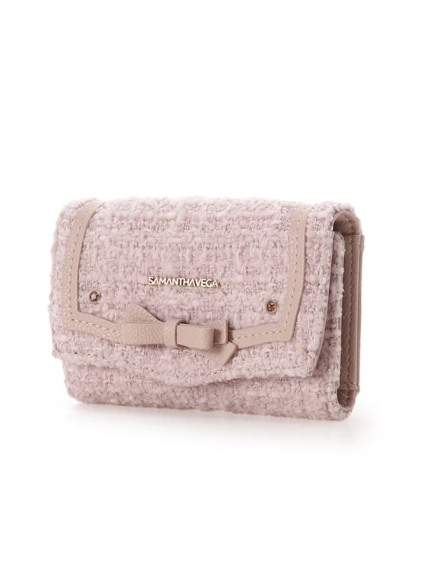 ソリッドリボンツイードキーケース【ピンク】 ピンク