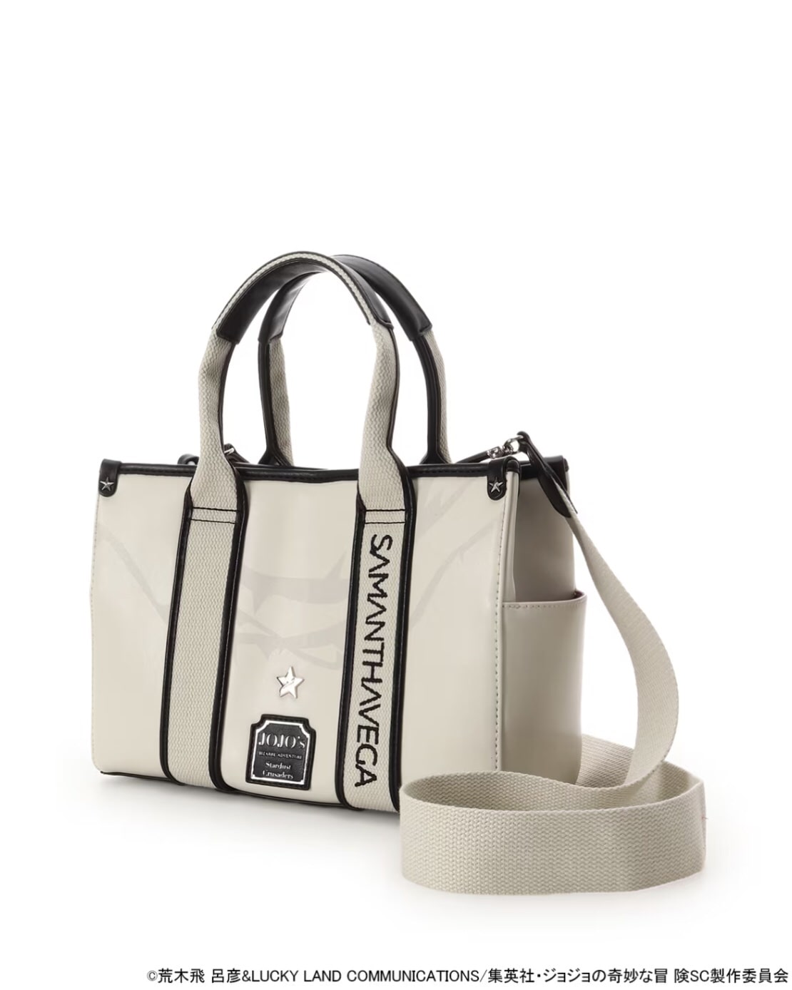 SAMANTHAVEGA×アニメ『ジョジョの奇妙な冒険 スターダストクルセイダース』　「ジョセフ・ジョースター」コレクション　ロゴテープハンドバッグ オフホワイト