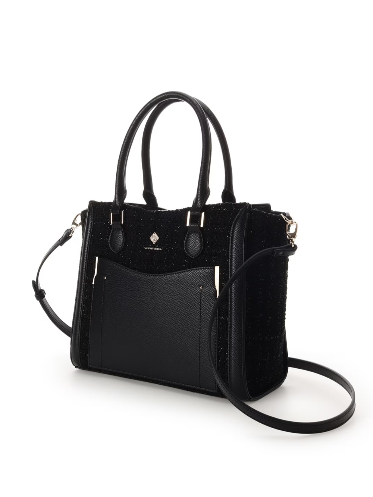 ツイードダイヤカットハンドバッグ【ブラック】 ブラック