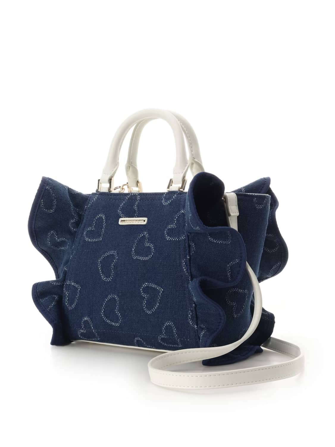 【オンラインショップ＆一部店舗限定】ハートデニムフリルハンドバッグ インディゴ
