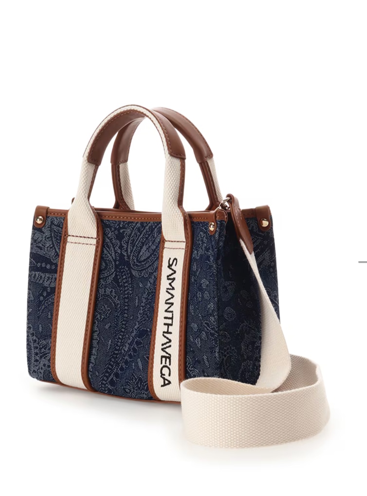  ロゴテープジャガード調トートバッグ（ミニ）【インディゴ】 インディゴ