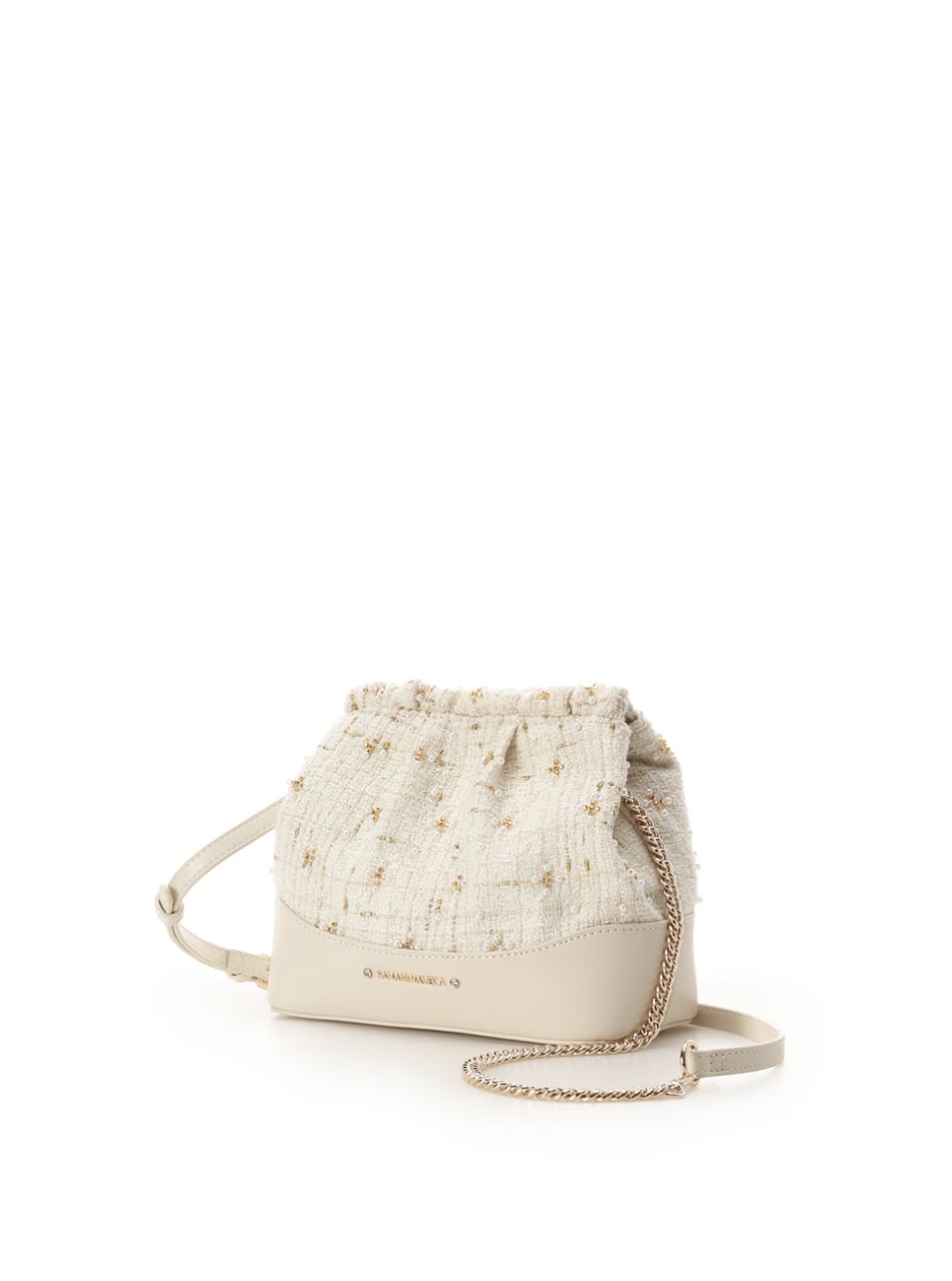 ツイードチェーンショルダーバッグ オフホワイト