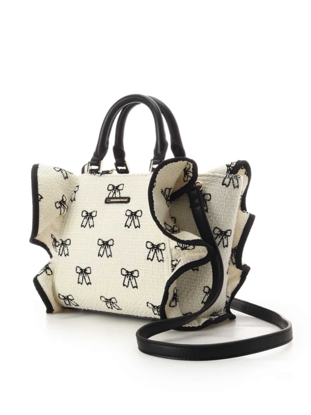 【オンラインショップ＆一部店舗限定】リボンフリルハンドバッグ ホワイト