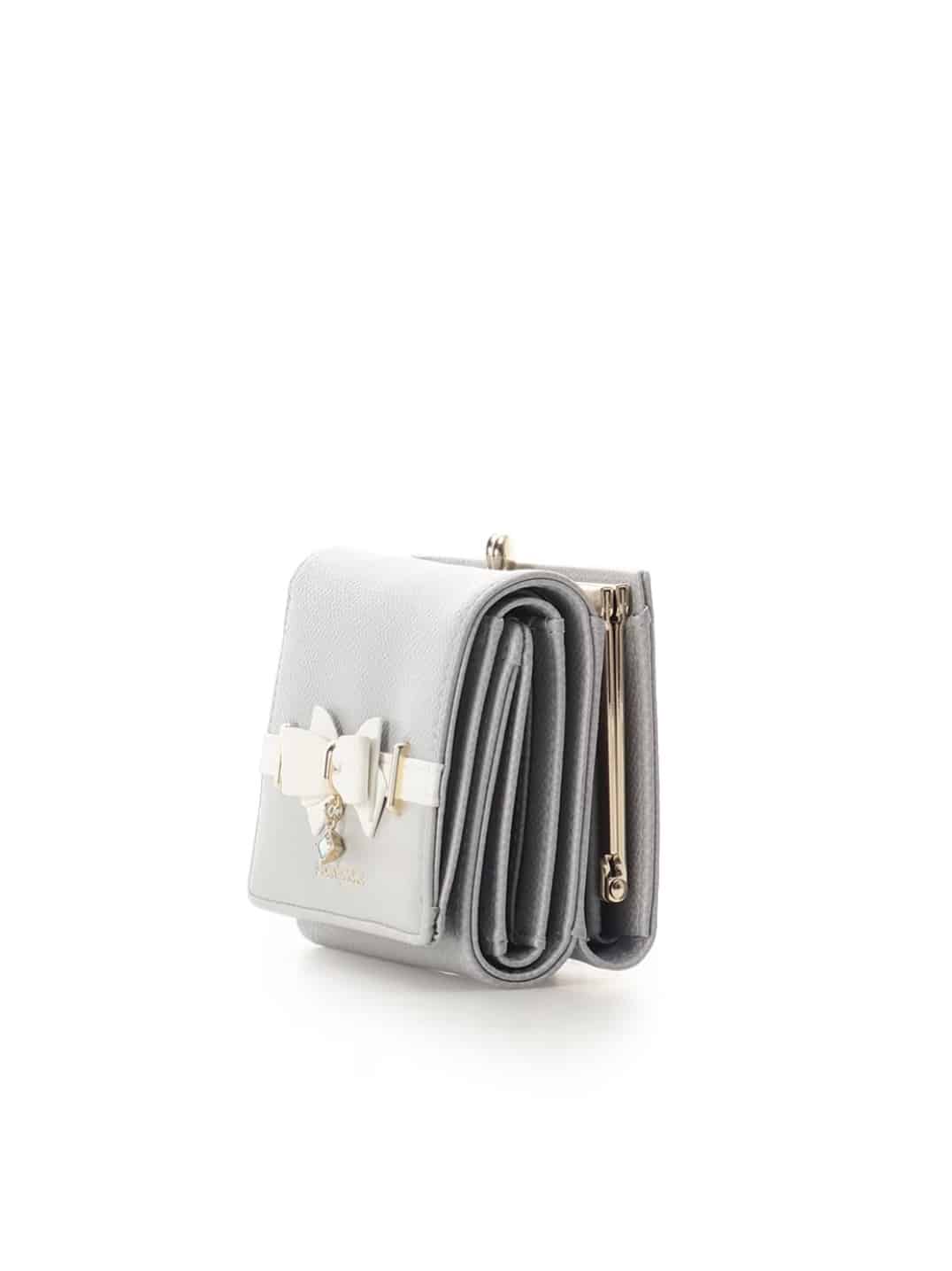 バイカラーアクセントリボン折財布【ライトブルー】 ライトブルー