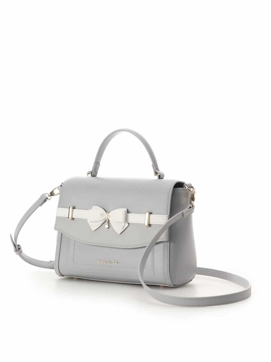 バイカラーアクセントリボンショルダーバッグ【ライトブルー】 ライトブルー