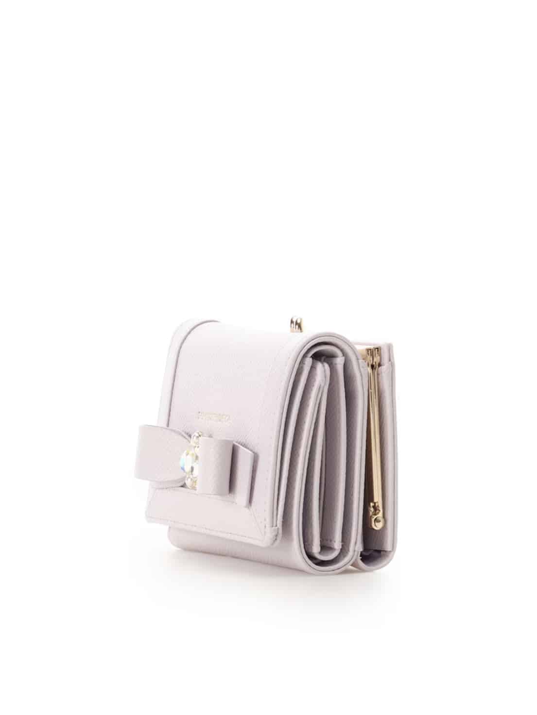 バイカラージュエルリボン折財布【ラベンダー】 ラベンダー