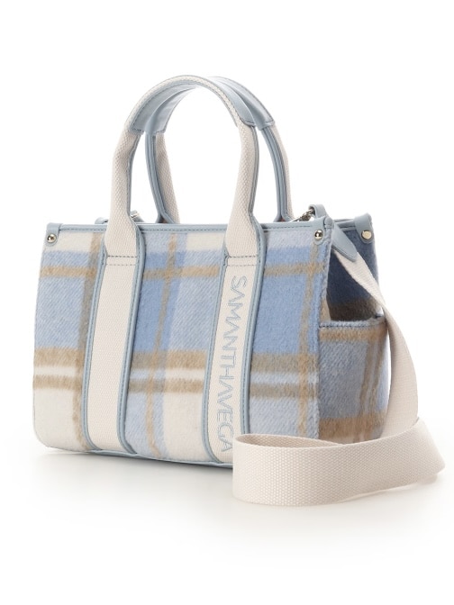 ロゴテープチェックハンドバッグ【ライトブルー】 ライトブルー