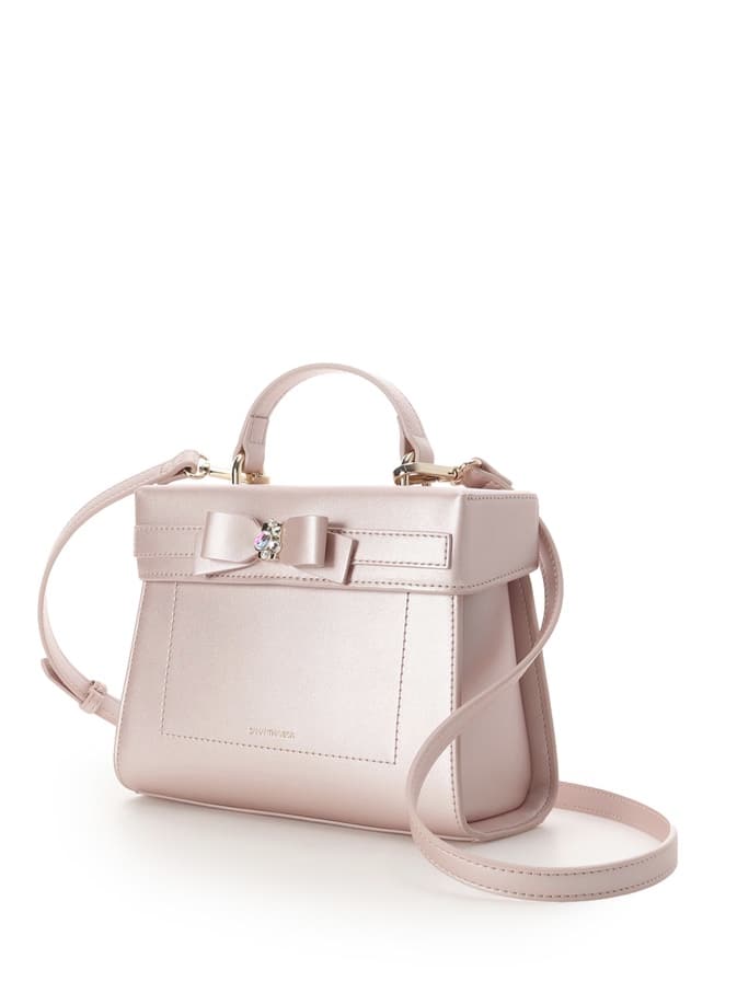 [Holiday Collection]パールカラージュエルリボンバニティバッグ【ピンク】 ピンク