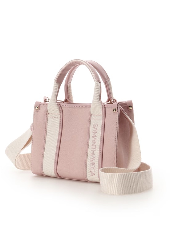 ショルダーバッグ ホワイト/ピンク 新色ロゴテープキャンバスショルダーバッグ（ミニ）【ピンク】(ピンク