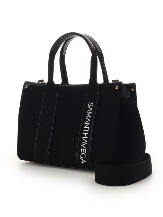 新色ロゴテープキャンバスハンドバッグ（小）【ブラック】 ブラック