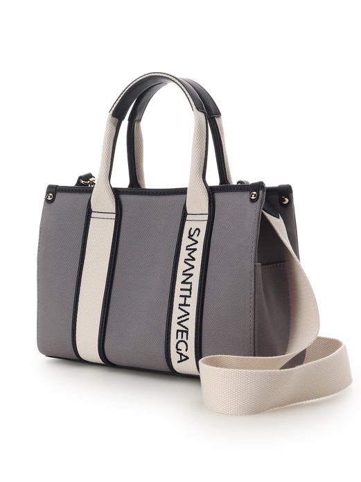 新色ロゴテープキャンバスハンドバッグ（小）【グレー】 グレー