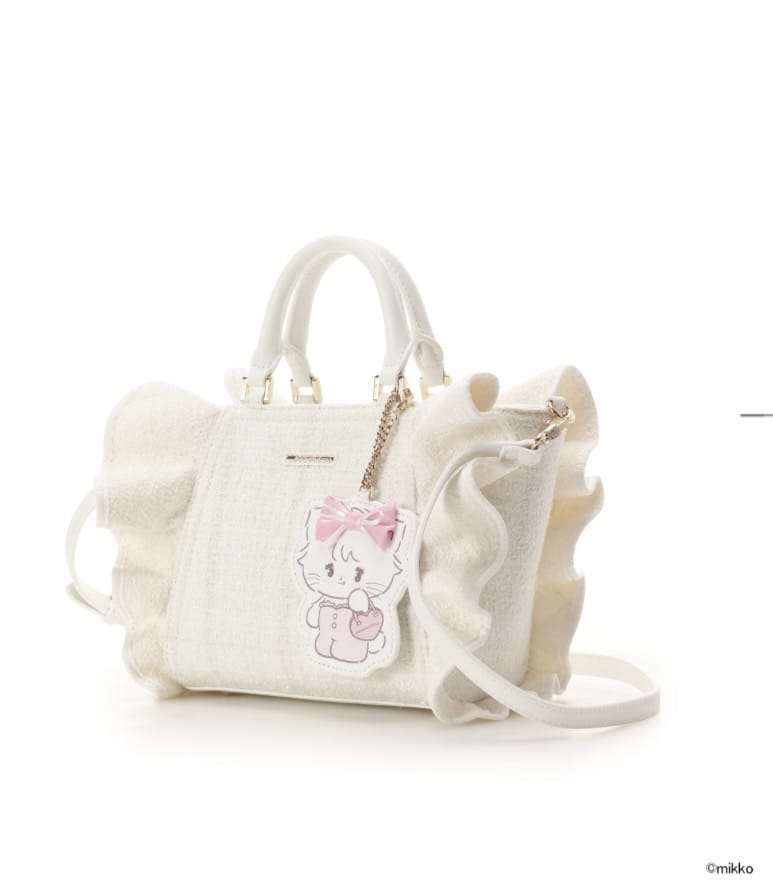 Lil ala mode×SAMANTHAVEGAコレクション ツイードフリルハンドバッグ