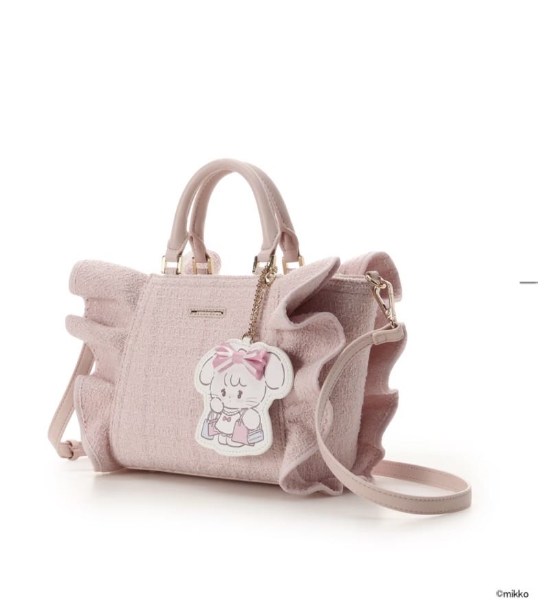 Lil ala mode×SAMANTHAVEGAコレクション ツイードフリルハンドバッグ【キャミー】 ピンク