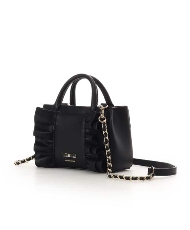 フリルリボンショルダーバッグ【ブラック】 ブラック