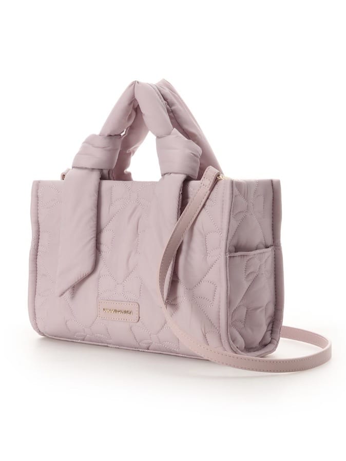リボンキルティングハンドバッグ【ピンク】 ピンク