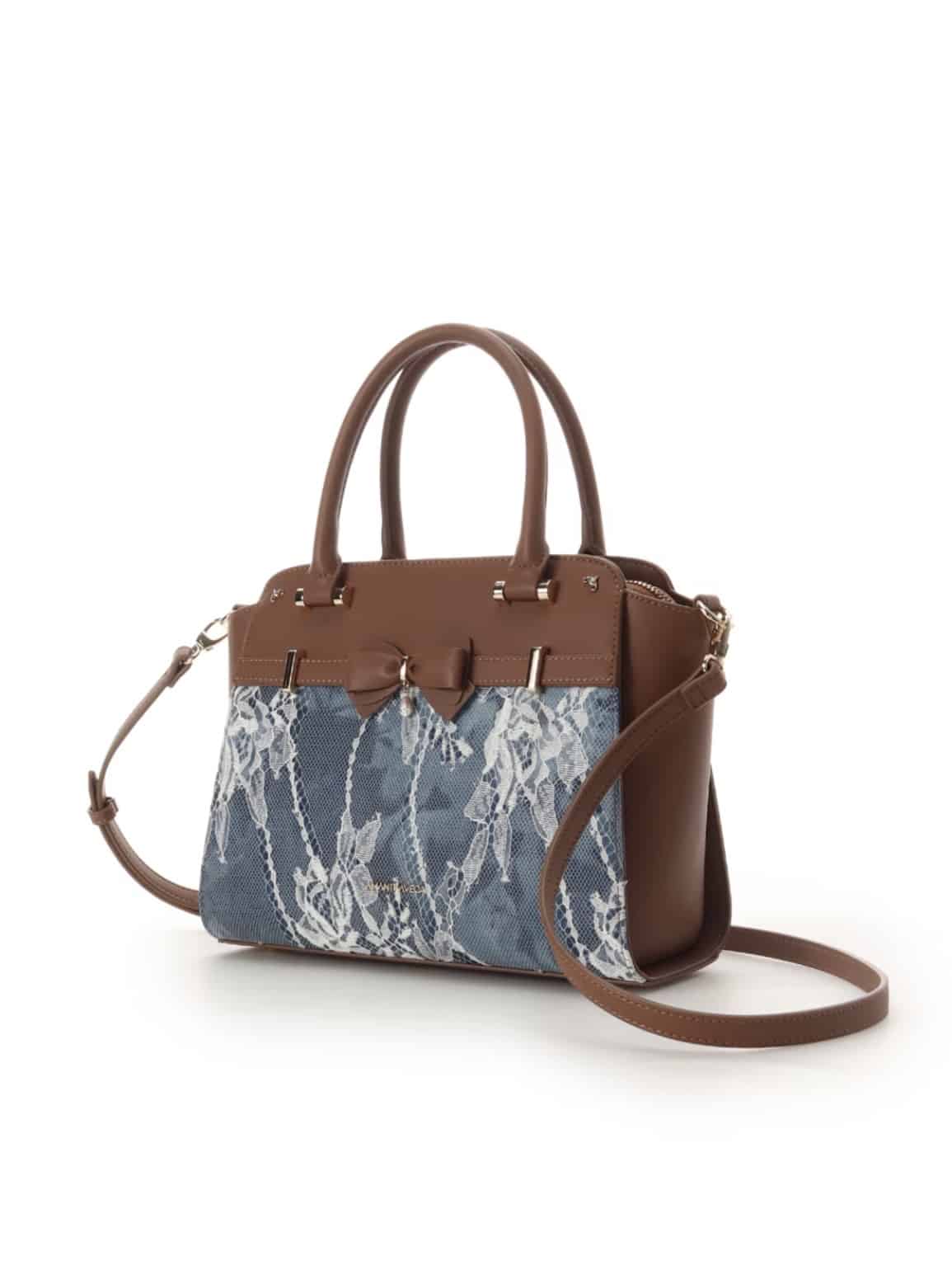 デニム調アクセントリボンハンドバッグ【インディゴ】 インディゴ