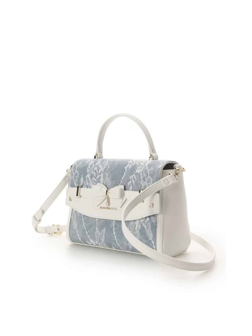 デニム調アクセントリボンショルダーバッグ【ライトブルー】 ライトブルー