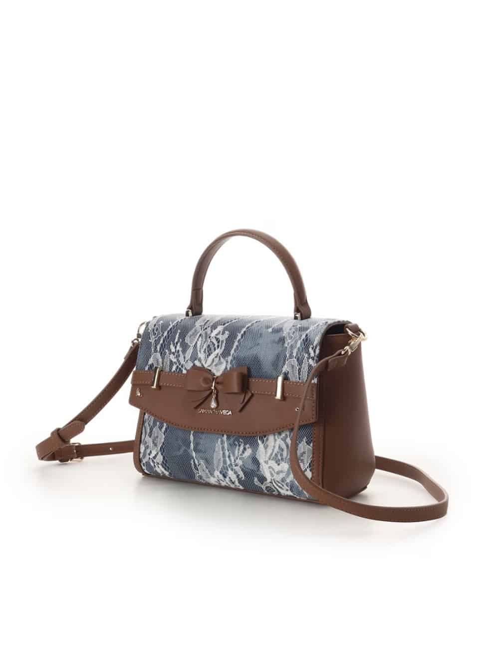 デニム調アクセントリボンショルダーバッグ【インディゴ】 インディゴ