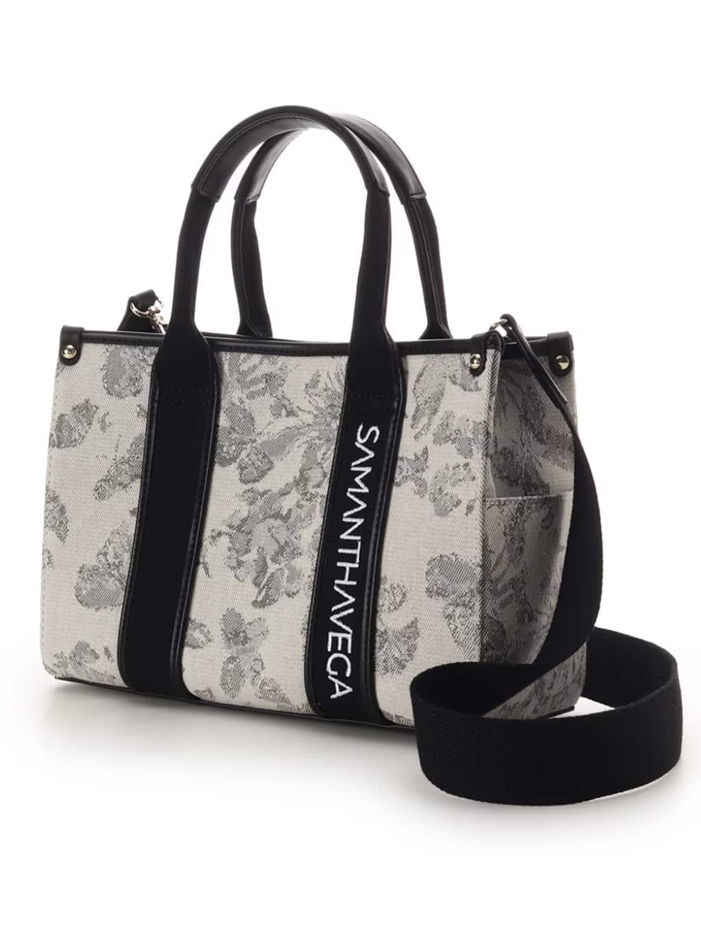 ロゴテープジャガード調トートバッグ（小）【ブラック】 ブラック