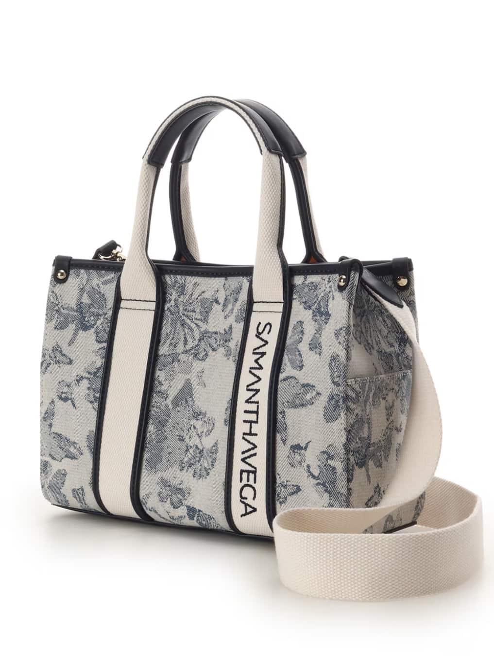 ロゴテープジャガード調トートバッグ（小）【ダルブルー】 ダルブルー