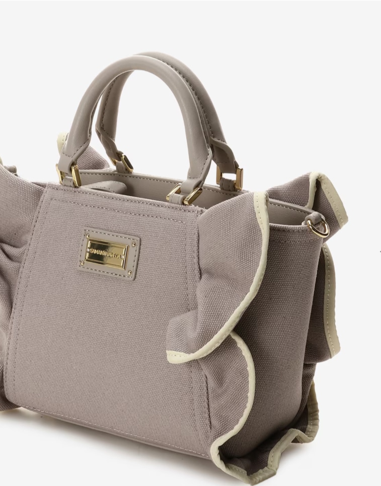 パイピングフリルハンドバッグ（小）【ダークグレー】 ダークグレー