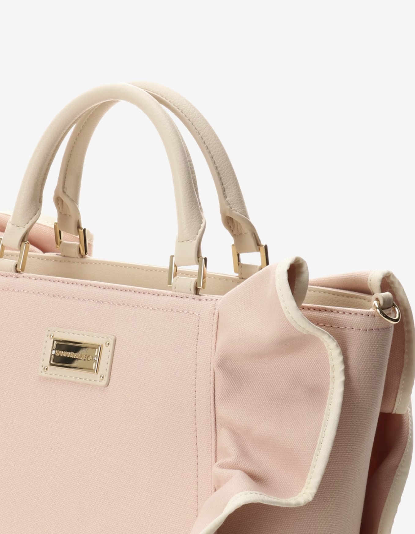 パイピングフリルハンドバッグ（大）【ベビーピンク】 ベビーピンク