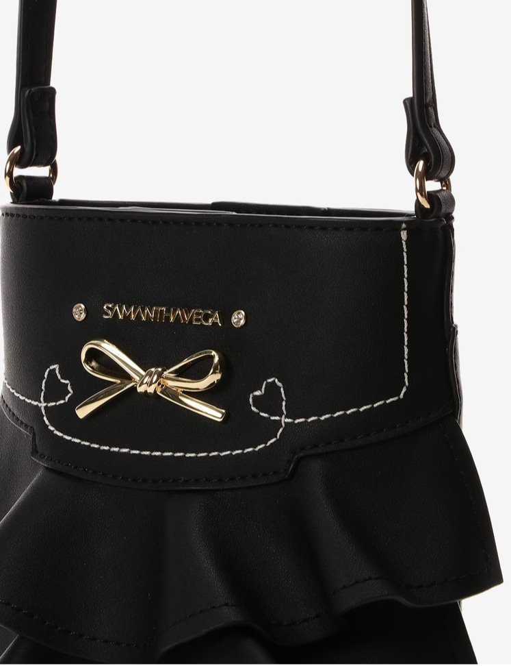 フリルリボンショルダーバッグ【ブラック】 ブラック