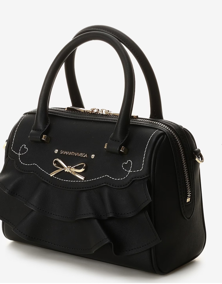 フリルリボンハンドバッグ【ブラック】 ブラック