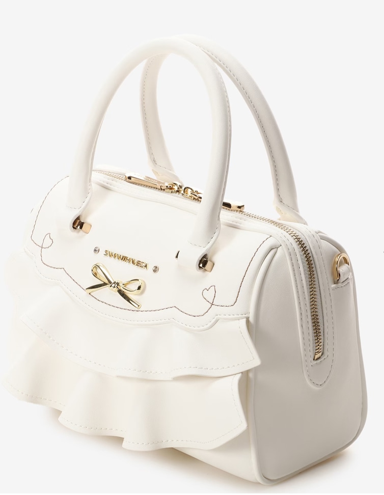フリルリボンハンドバッグ【ホワイト】 ホワイト