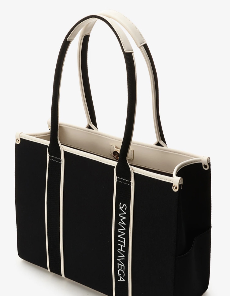 ロゴテープキャンバストートバッグ（大）【ブラック】 ブラック