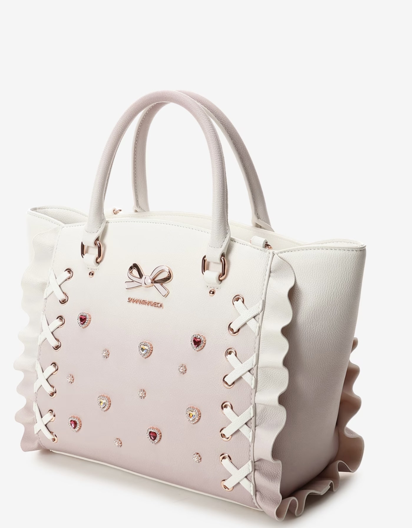 レースアップハートビジューグラデーションフラッター(小)【ピンク】 ピンク