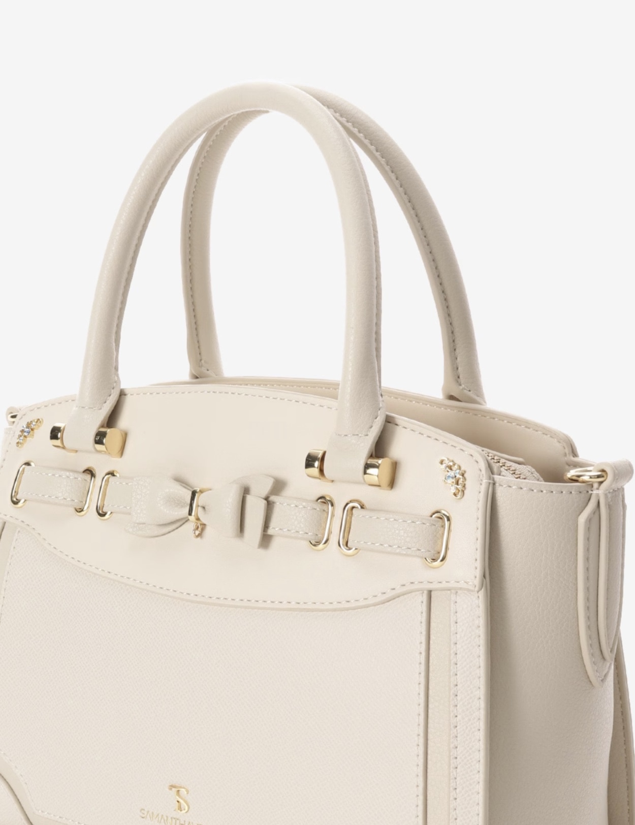 フロントリボンベルトハンドバッグ【オフホワイト】 オフホワイト