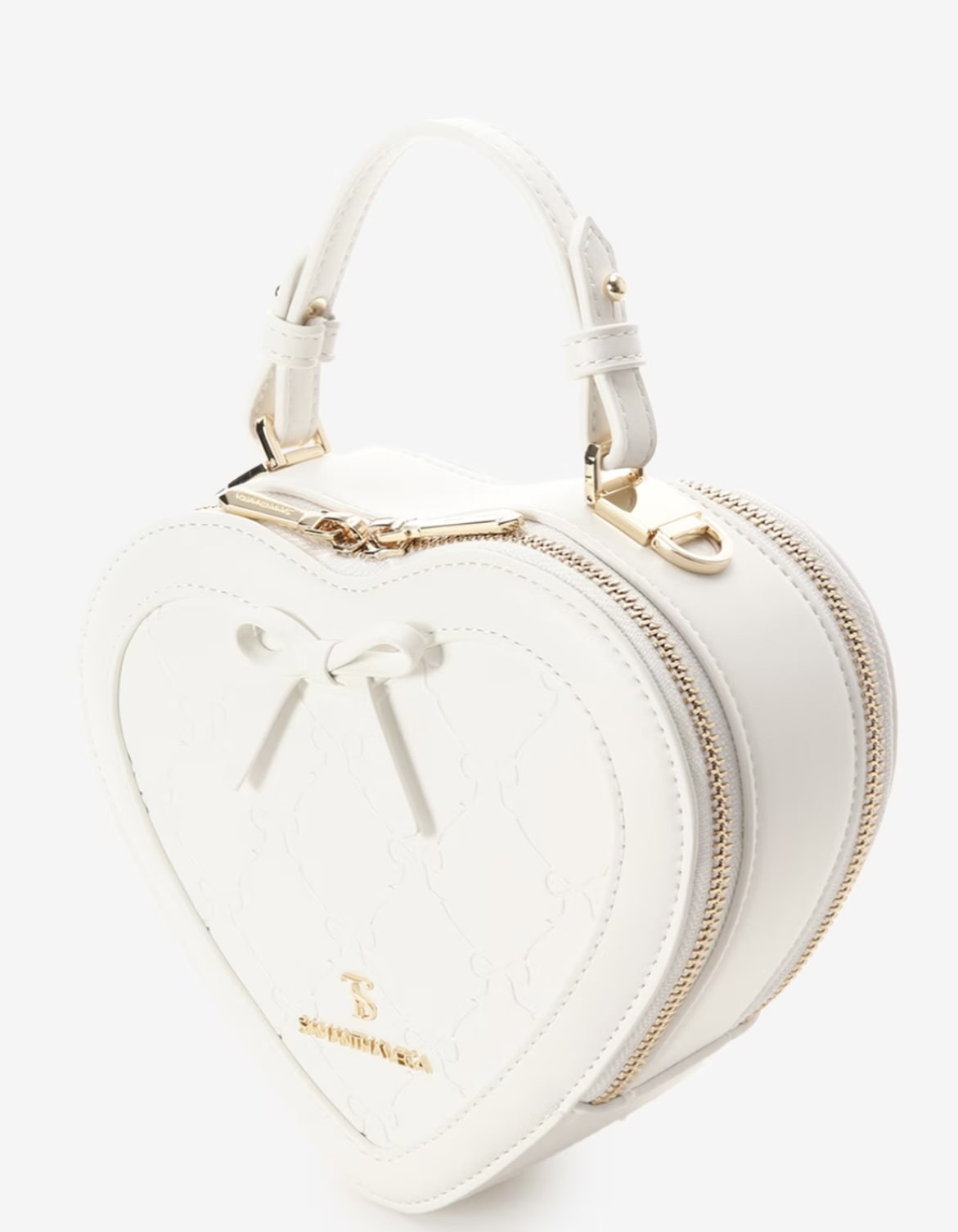 スタンピングリボンハート型ショルダーバッグ【ホワイト】 ホワイト