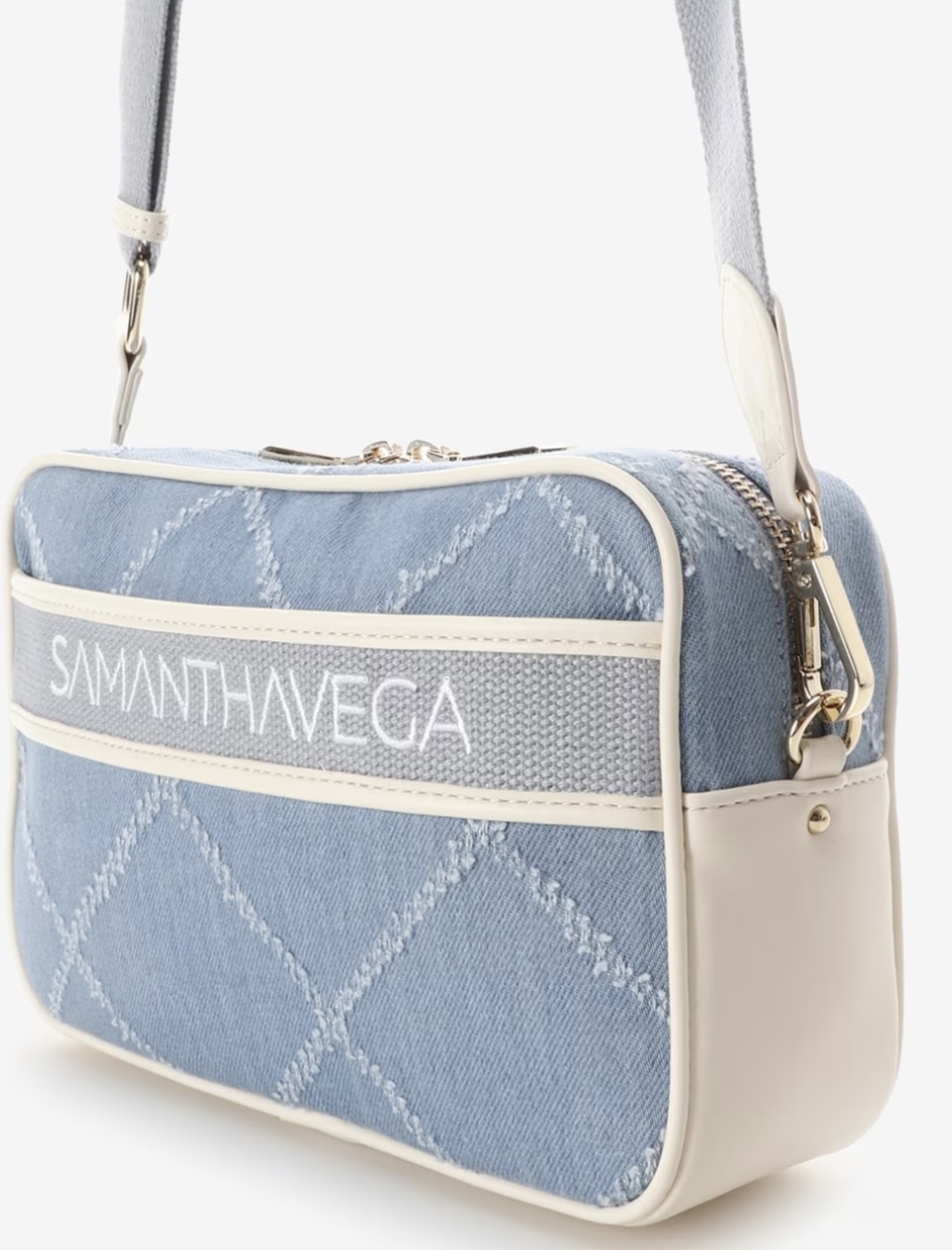 ロゴテープデニムショルダー【ブリーチデニム】  ブリーチデニム