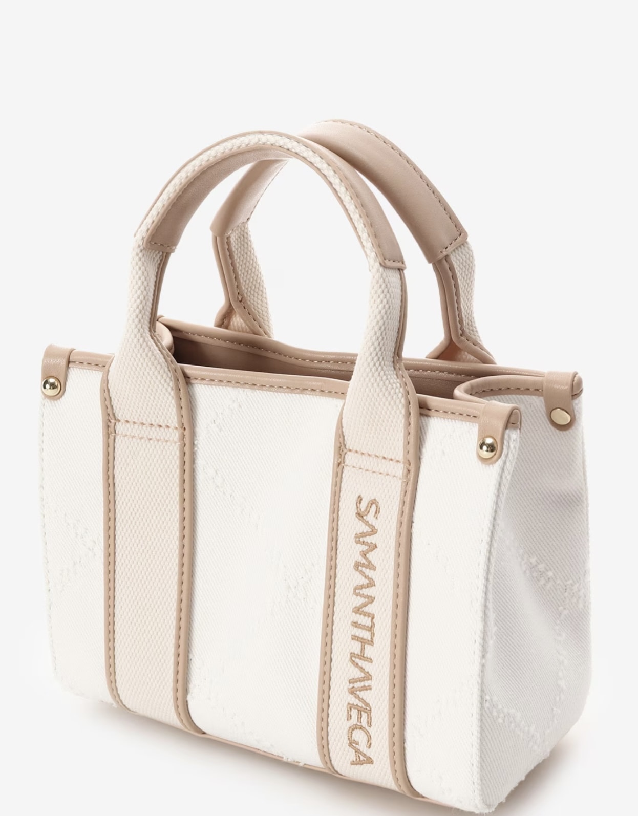 ロゴテープデニムトート(ミニ)【ホワイト】 ホワイト