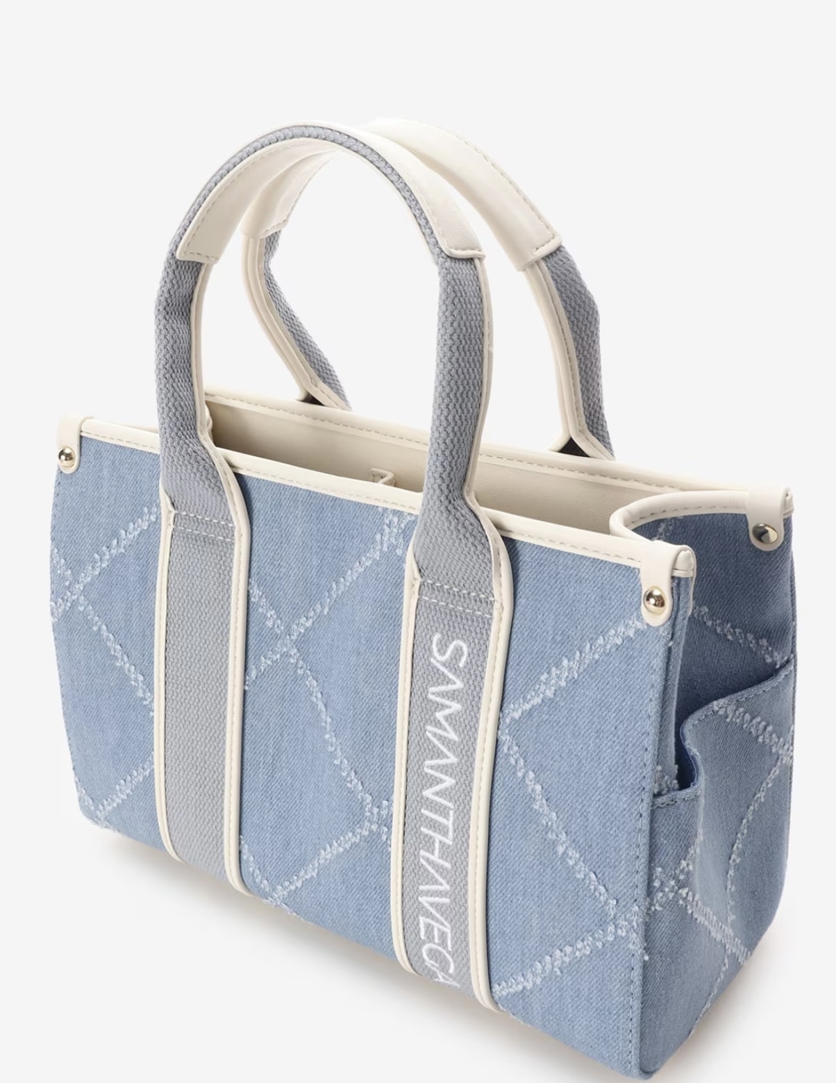 ロゴテープデニムトート(小)【ブリーチデニム】 ブリーチデニム