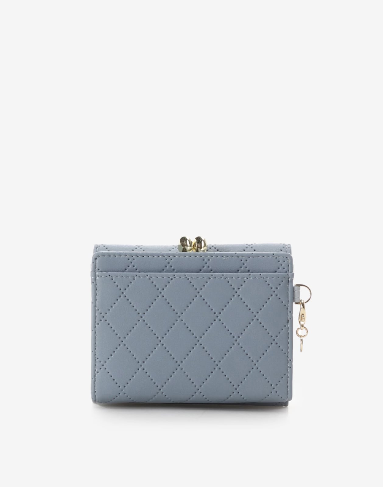 キルティングアクセントリボン折財布【ライトブルー】(ライトブルー