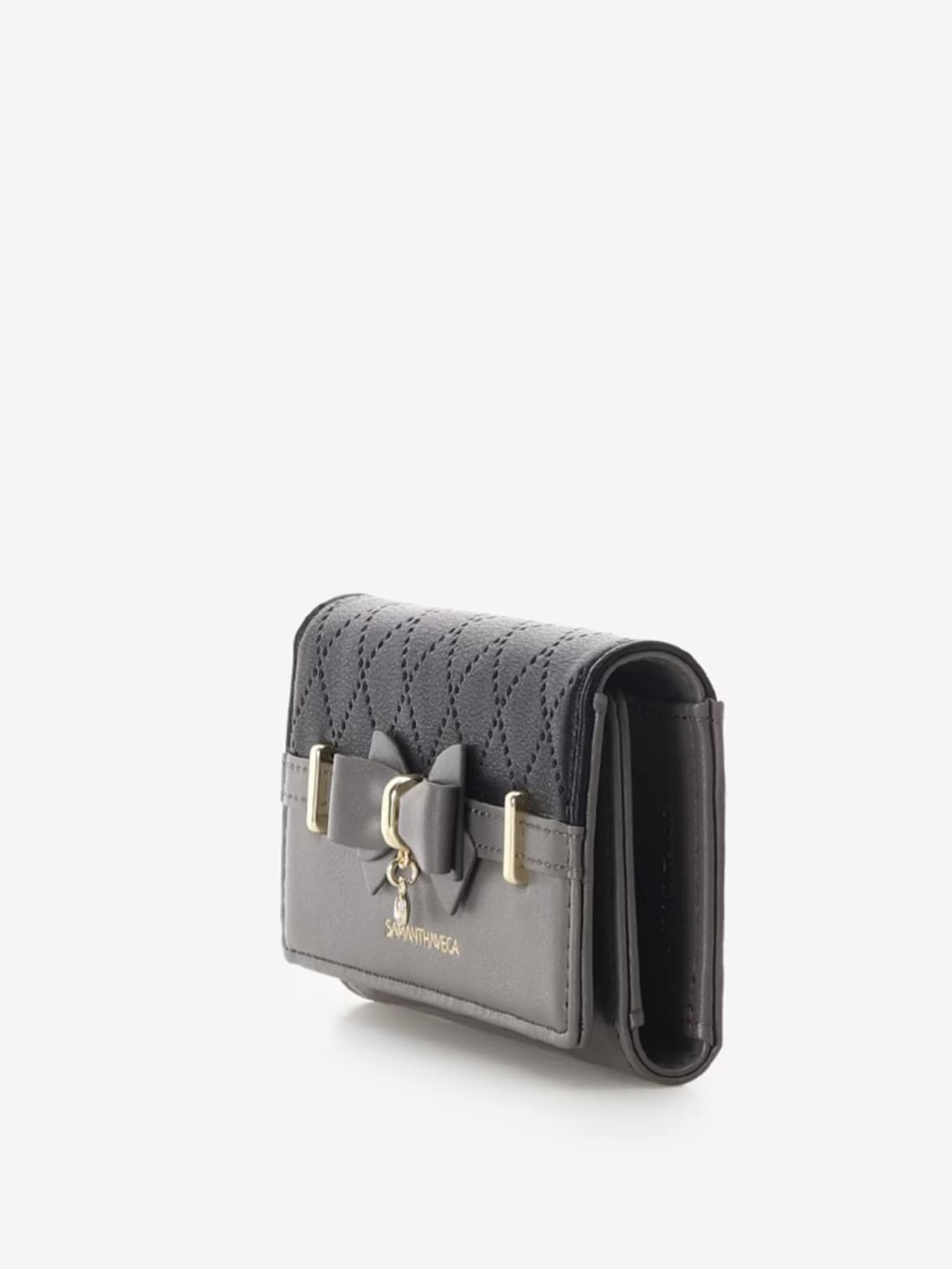 キルティングアクセントリボンキーケース【ブラック】 ブラック