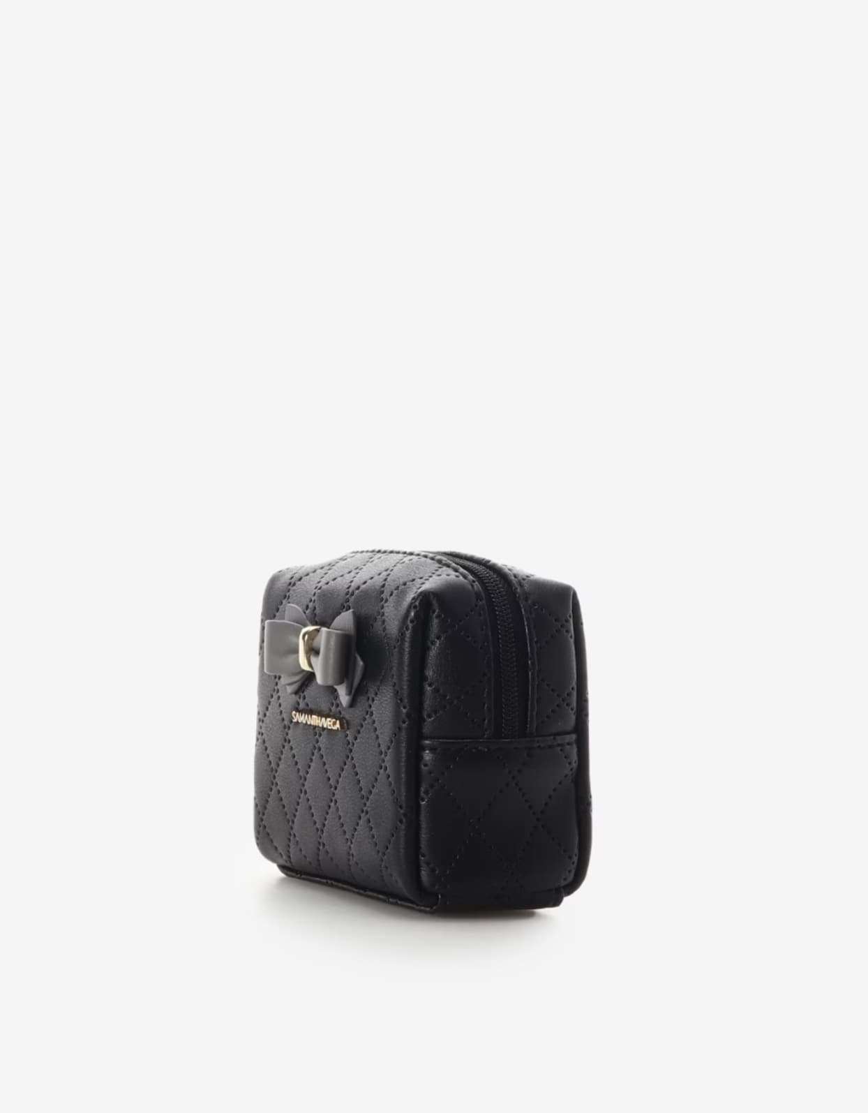 キルティングアクセントリボンミニポーチ【ブラック】 ブラック