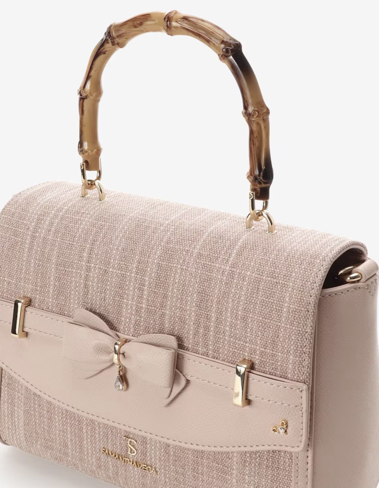 バンブーアクセントリボンショルダーバッグ【ピンク】 ピンク